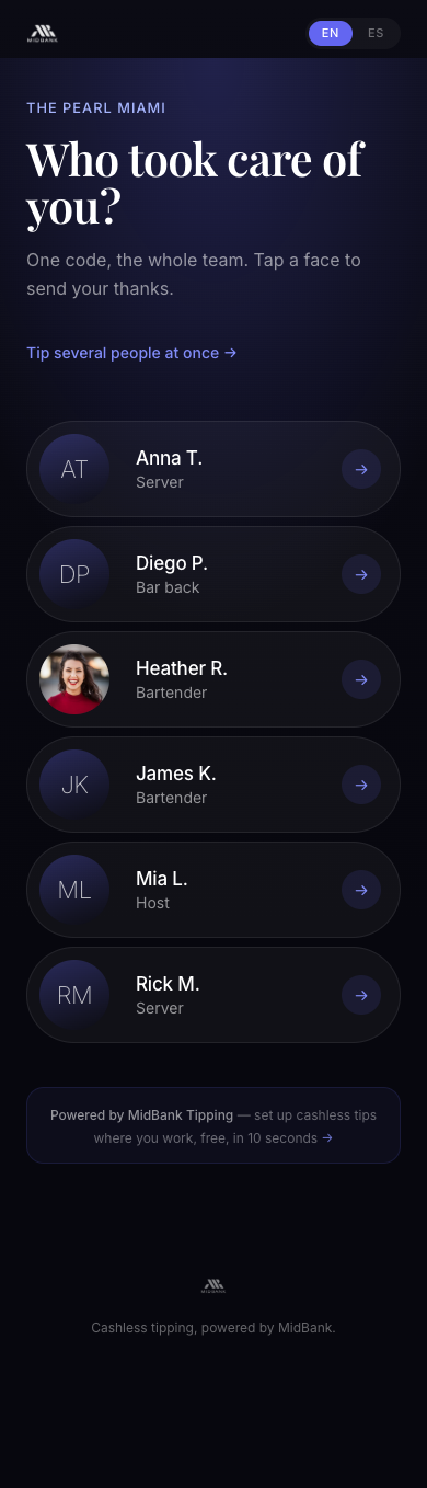 Team picker page